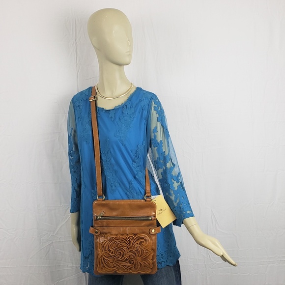 Patricia Nash Prizzi Leather Golden Crossbody - Picture 1 of 6